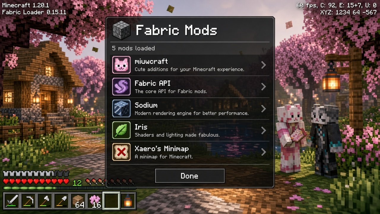 Fabric mods menu